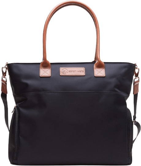 Sarah Wells Abby Breast Pump Bag with Real Leather Straps (Black)