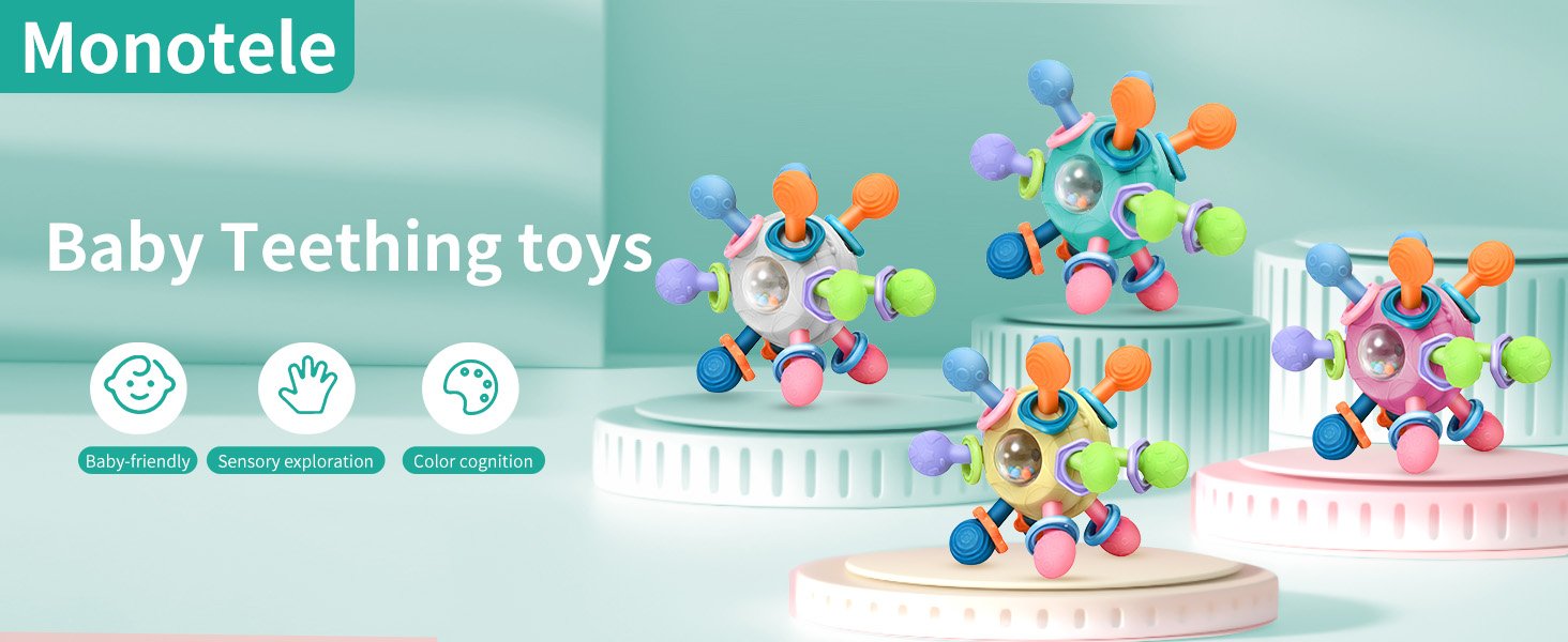 Monotele Baby Sensory Teether & Rattle Toy