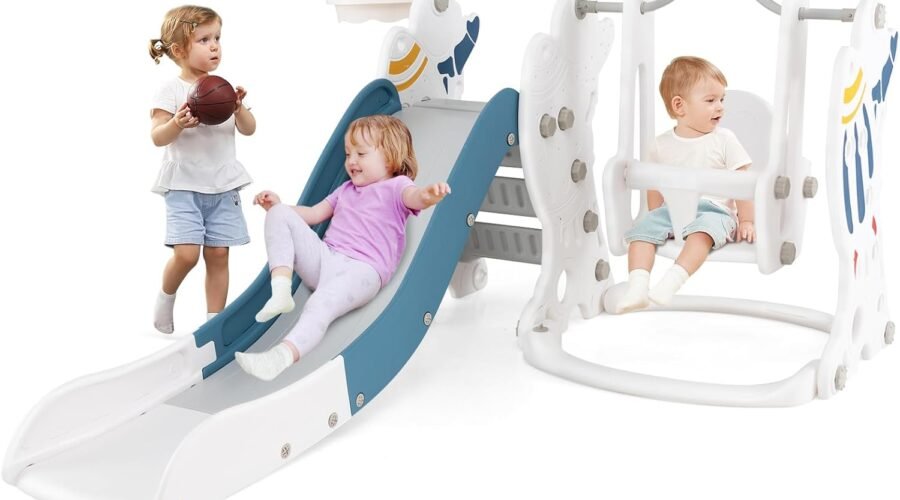 Playtime Adventure: Discover the HONEY JOY 4 in 1 Toddler Slide and Swing Set!